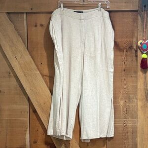 Eloquii Cream Linen Blend Capris